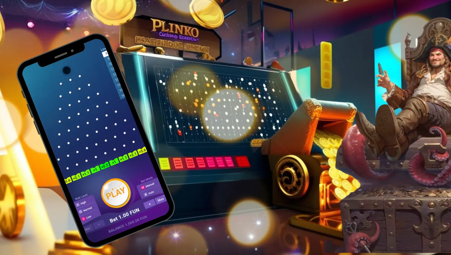 Plinko spel in de Fat Pirate casino app